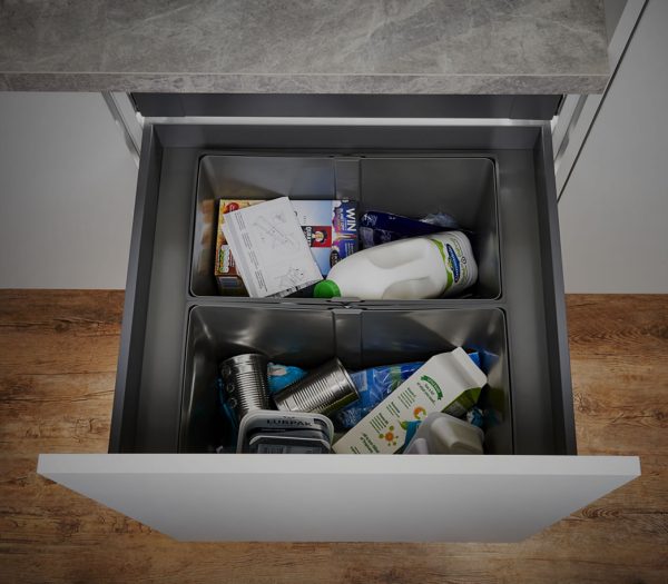 fitted Kitchen drawer bins